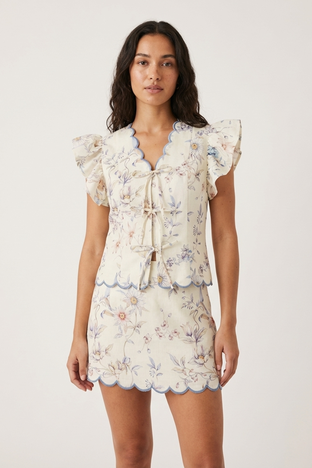 CLEA SCALLOPED SHIRT AND CLEA SHORT SKIRT